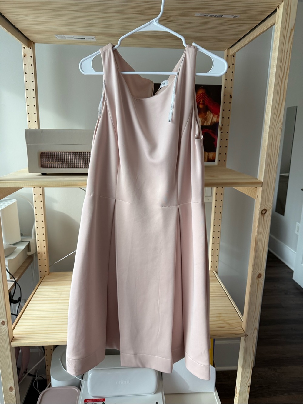 Calvin Klein Blush Pink Sleeveless Midi Dress L Old Money